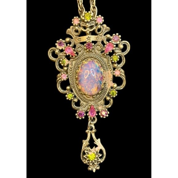 Vintage Sarah Coventry Opal-Inspired Pendant Necklace -209 - Picture 2 of 3